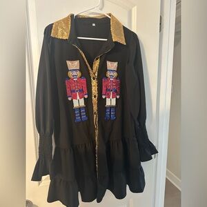 Black Dress with Nutcracker Sequin Accents